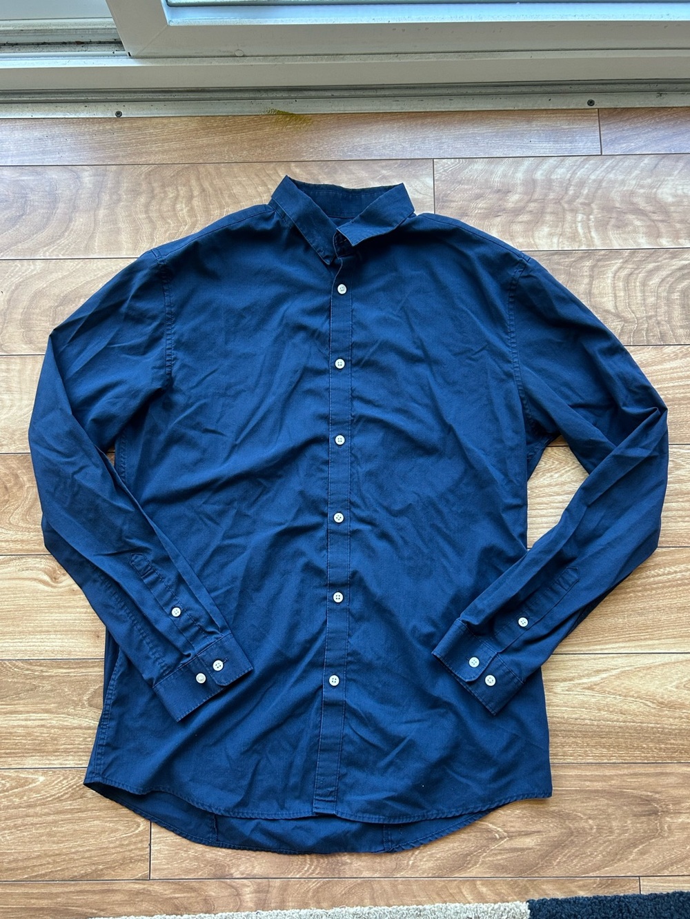 H&M Slim Fit Navy Long Sleeve Button Up Shirt
